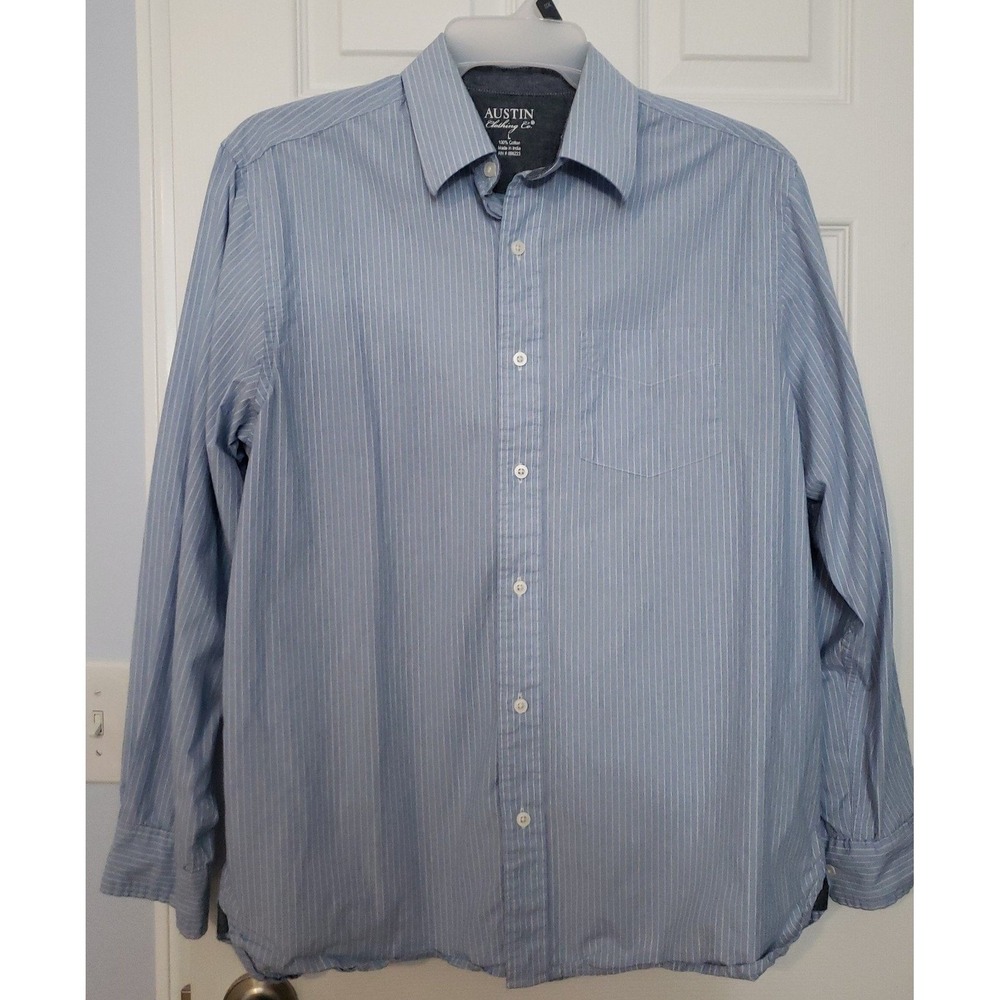 Austin Clothing Co. Mens Long Sleeve‎ Shirt Size Large. Blue Pinstripes